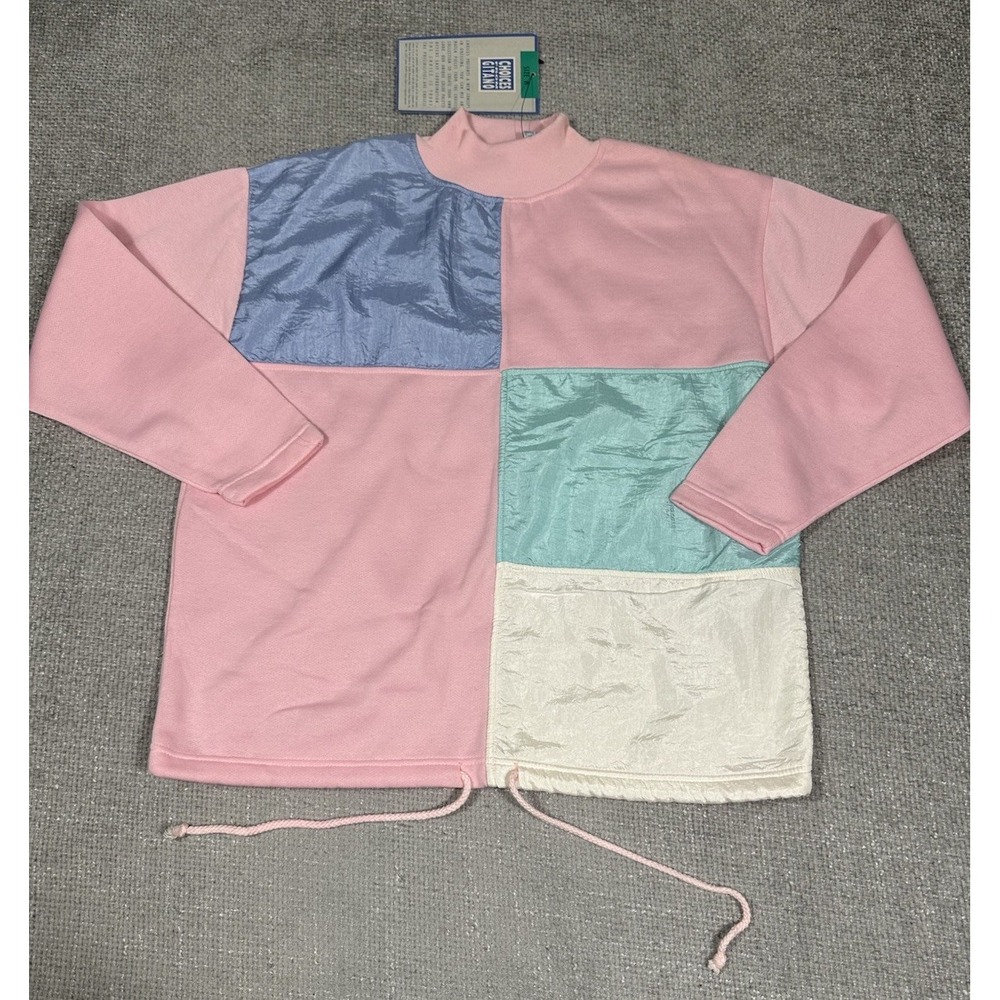 Vintage Choices From Gitano‎ Sweatshirt Womens Medium Pink Colorblock 80s Retro